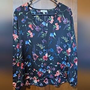 Floral Black Skirt with Multicolor Accents